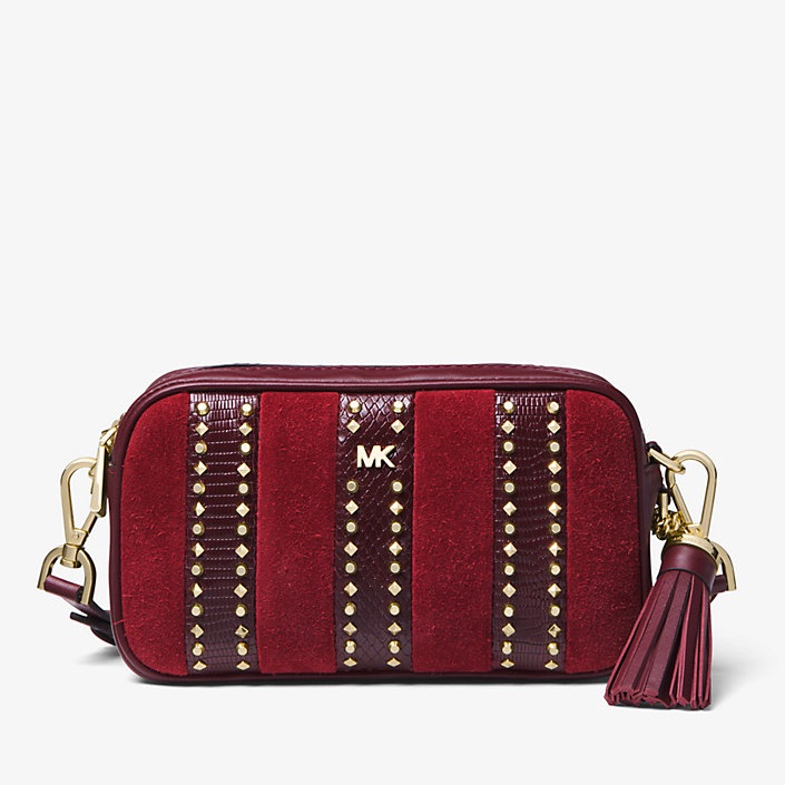 Michael Kors Small Mixed-Media Camera Bag In Color Ox Blood